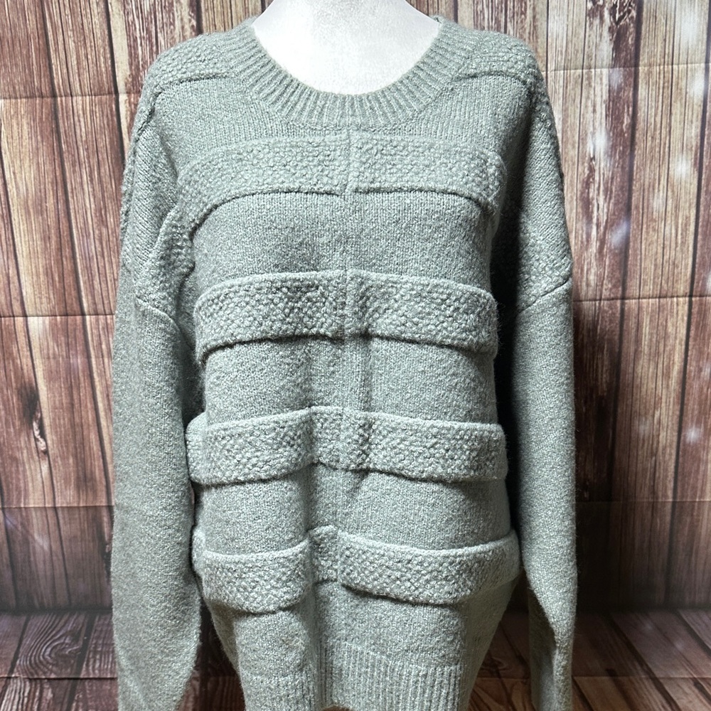a.n.a Sage Green Textured Sweatshirt